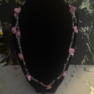Pink Rose Beaded Necklace or bracelet